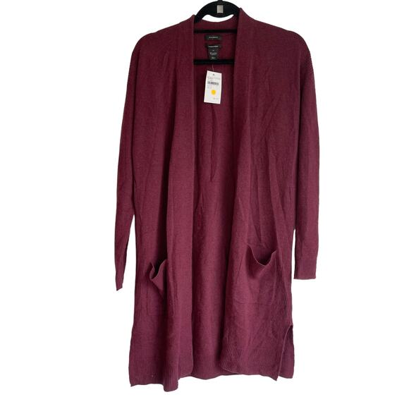 Halogen Rib Knit Wool & Cashmere Cardigan In Red Tannin Size XS NWT - Picture 5 of 10